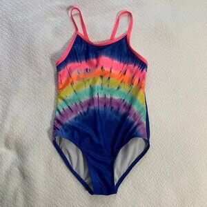 5/$25 Cat & Jack‎ one piece girl's swimsuit rainbow tie dye - Size M 7/8